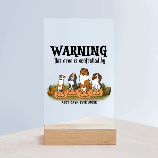 Achtung Bereich kontrolliert Halloween Acrylschild mit Holzständer