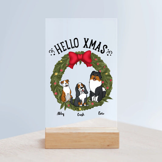 Hallo Xmas Weihnacht Acrylschild mit Holzständer