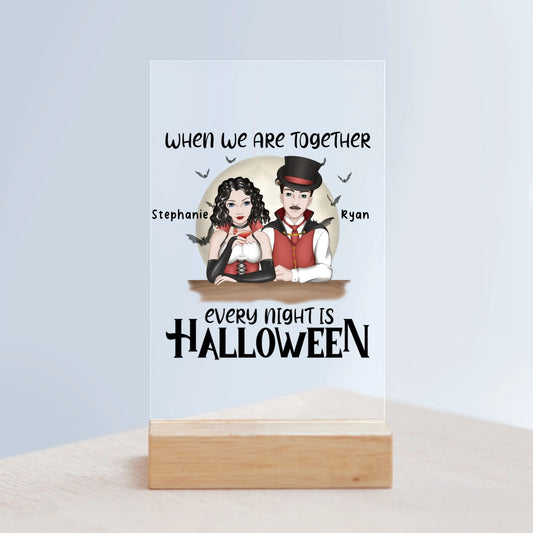 Jede Nacht ist Halloween Acrylschild mit Holzständer