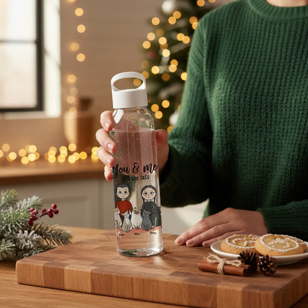 Du, ich und die Katzen Weihnacht Wasserflasche 650 ml