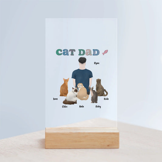 Katzenpapa Acrylschild mit Holzständer