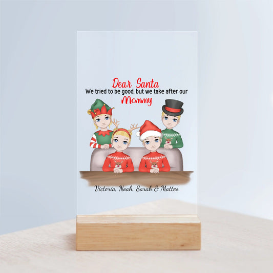 Lieber Weihnachtsmann Acrylschild mit Holzständer