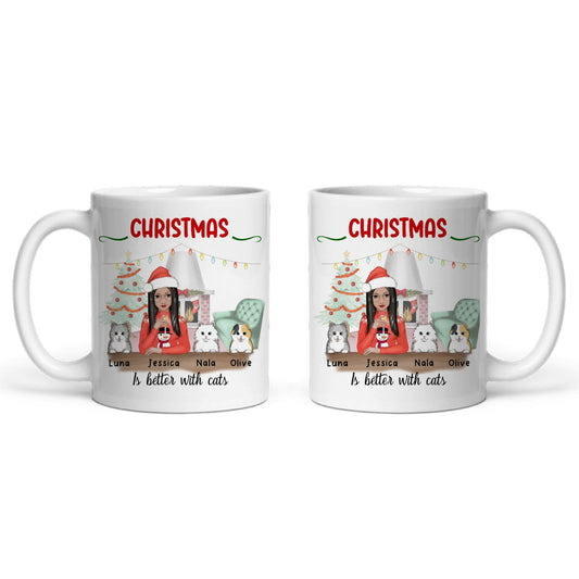 Weihnachten ist schöner mit Katzen Keramiktasse