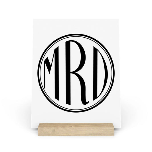 Kreisförmiges Monogramm Galerietafel mit Ständer