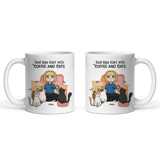 Gute Tage beginnen mit Kaffee und Katzen Keramiktasse