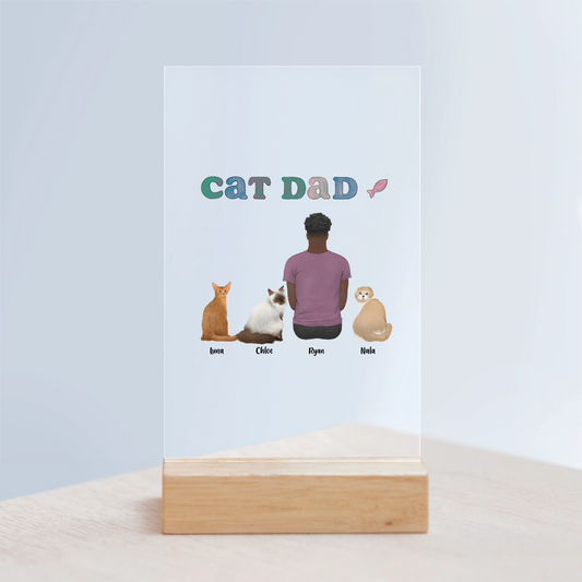 Katzenpapa Acrylschild mit Holzständer