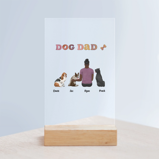 Hundepapa Acrylschild mit Holzständer