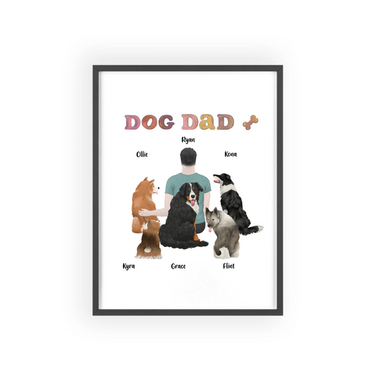 Hundepapa Poster mit Holzrahmen