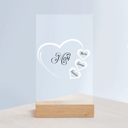 Herz Acrylschild mit Holzständer