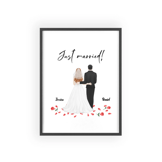 Frisch verheiratet Poster mit Holzrahmen