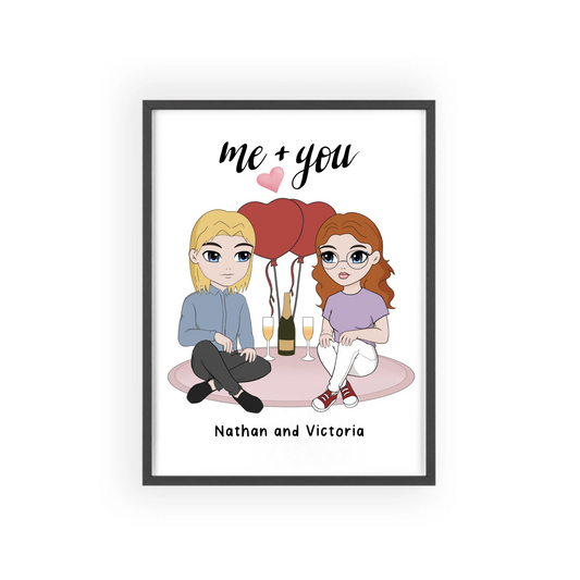 Du + Ich Poster mit Holzrahmen
