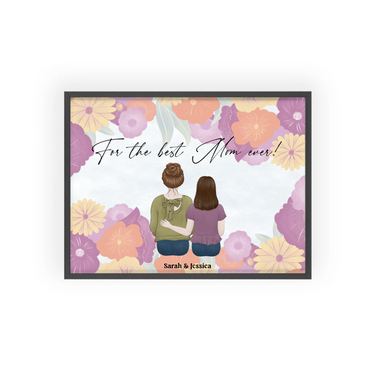 Mutter und Tochter Poster mit Holzrahmen