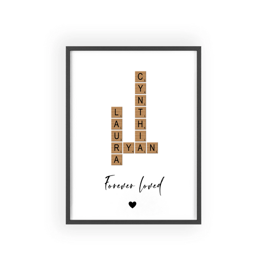 Du und Ich Kreuzworträtsel Poster mit Holzrahmen