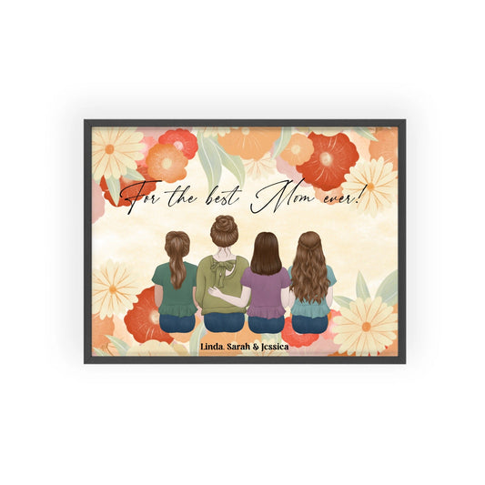 Mutter und Tochter Poster mit Holzrahmen