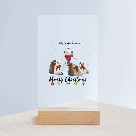 Frohe Haustier Weihnachten Acrylschild mit Holzständer