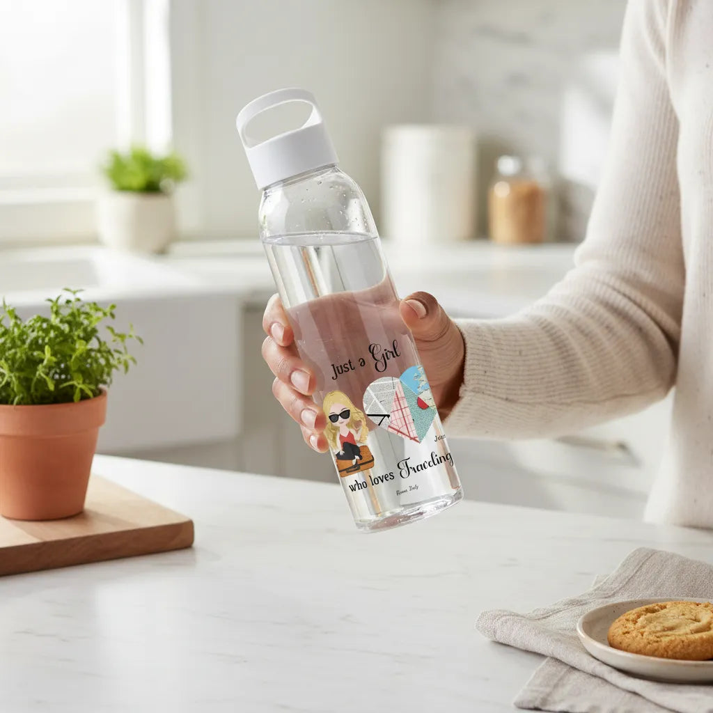 Nur ein Mädchen, das das Reisen liebt Wasserflasche 650 ml