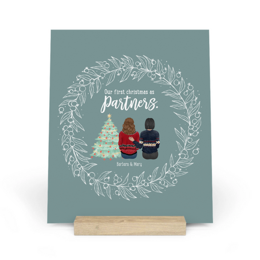 Unser erstes Weihnachten als Partner Galerietafel mit Ständer