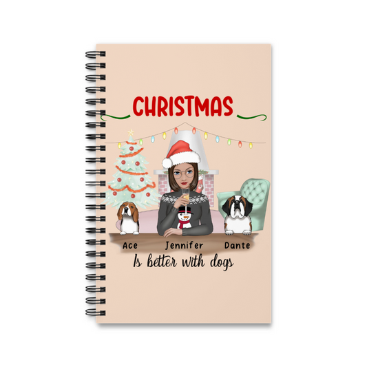 Weihnachten ist schöner mit Hunden Spiralnotizbuch