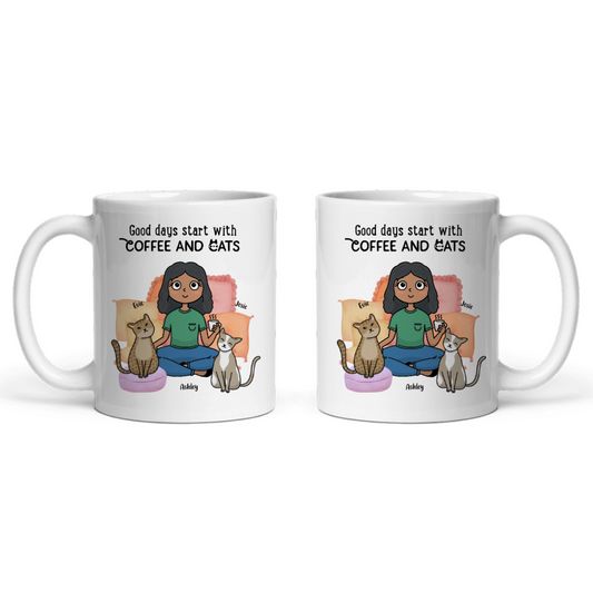 Gute Tage beginnen mit Kaffee und Katzen Keramiktasse