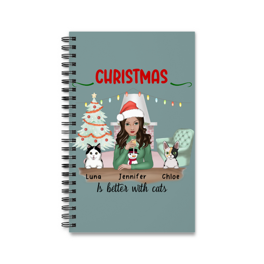Weihnachten ist schöner mit Katzen Spiralnotizbuch