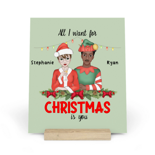 Alles was ich mir zu Weihnachten wünsche bist du Galerietafel mit Ständer