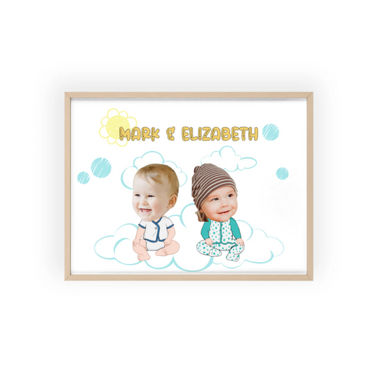 Babygesicht Ausschnitt Poster mit Holzrahmen
