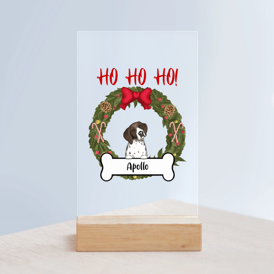 Hunde Weihnacht Acrylschild mit Holzständer