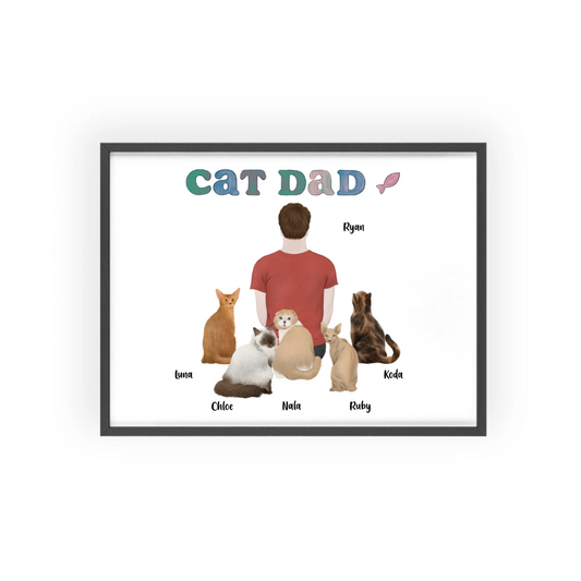 Personalisiertes Katzenpapa Poster mit Holzrahmen