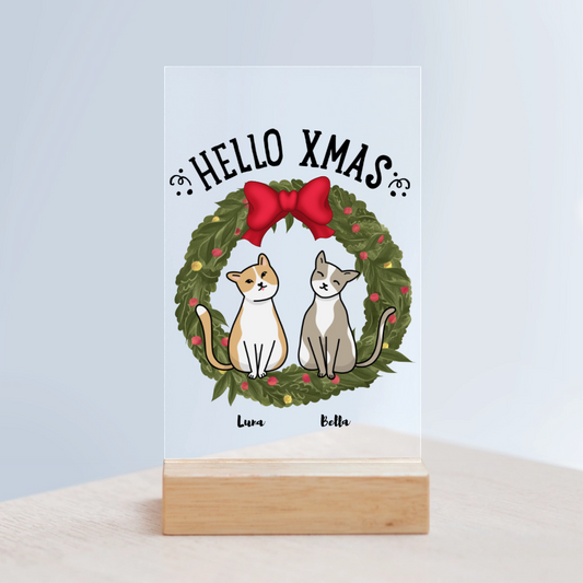 Hallo Xmas Weihnacht Acrylschild mit Holzständer