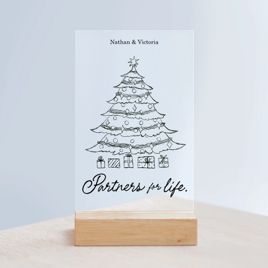 Frohe Weihnachten Acrylschild mit Holzständer