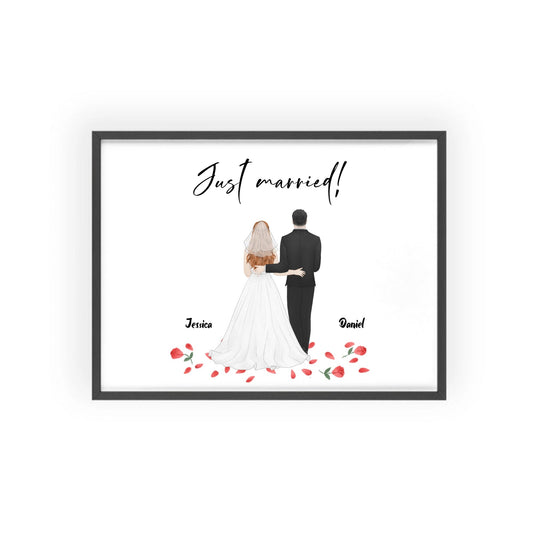 Frisch verheiratet Poster mit Holzrahmen