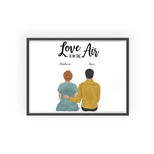 Liebe liegt in der Luft Poster mit Holzrahmen