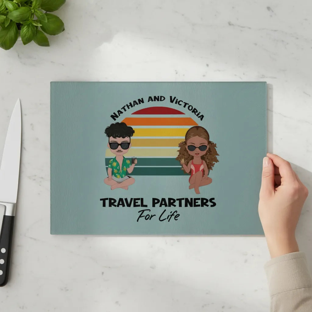Reisepartner fürs Leben Glasschneidebrett