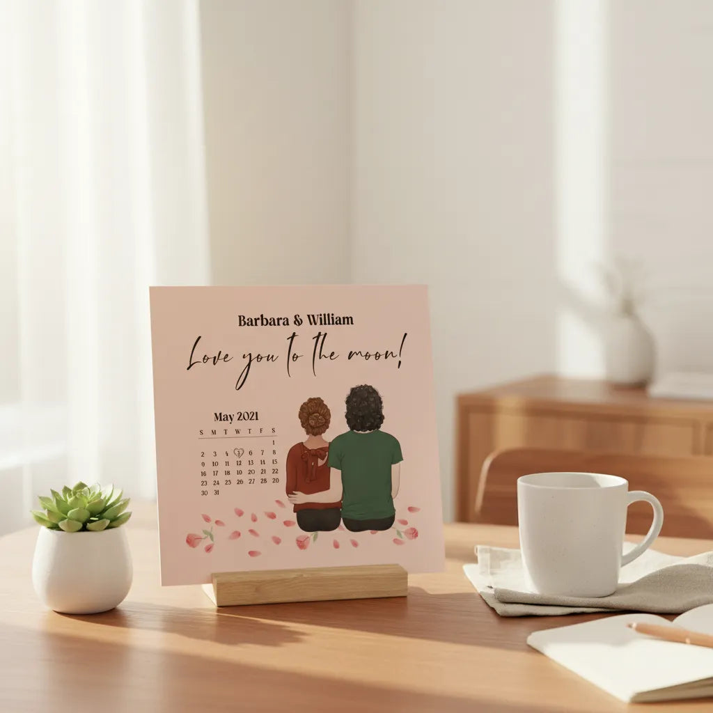 Personalisiertes Pärchen Galerietafel mit Ständer