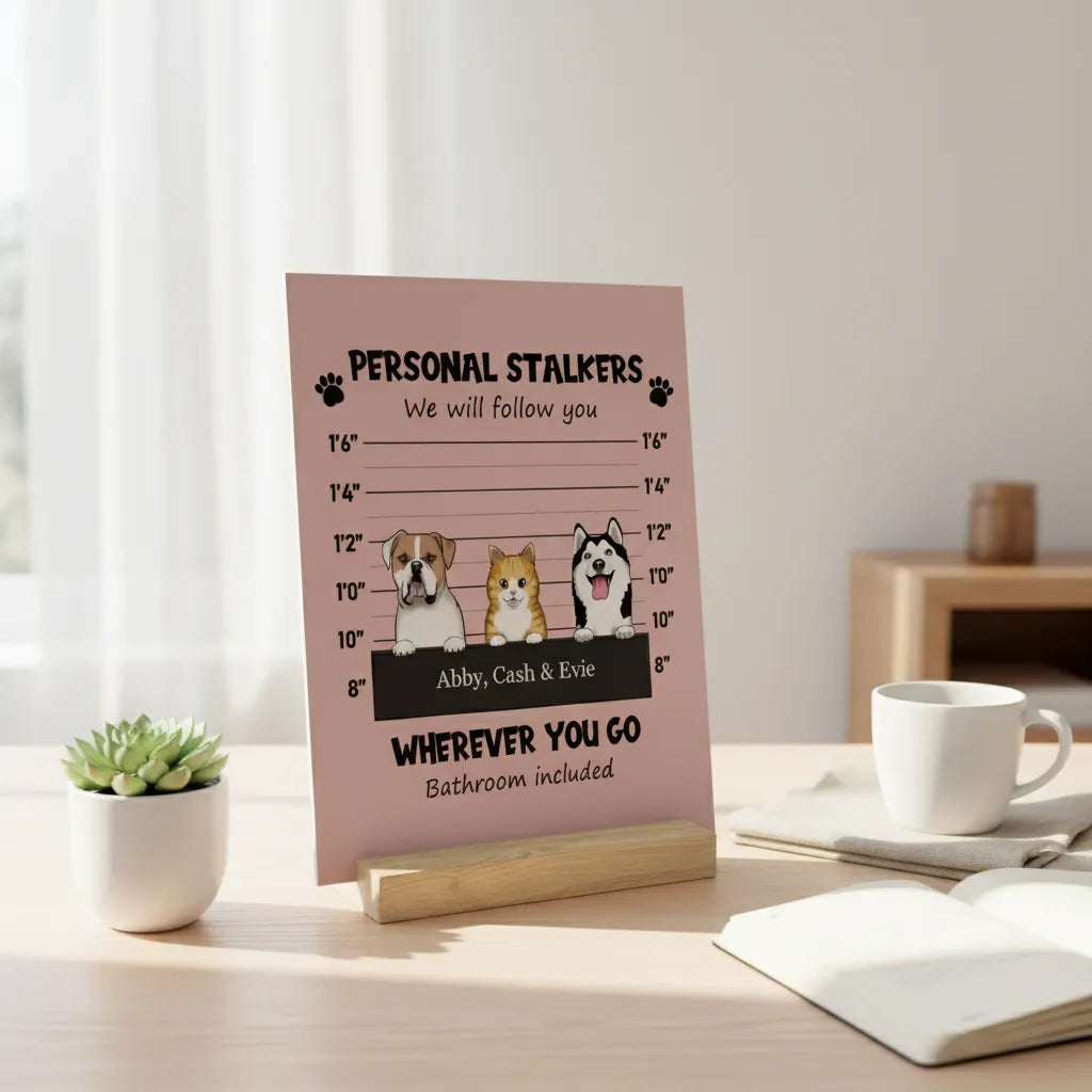 Persönliche Stalker Galerietafel mit Ständer