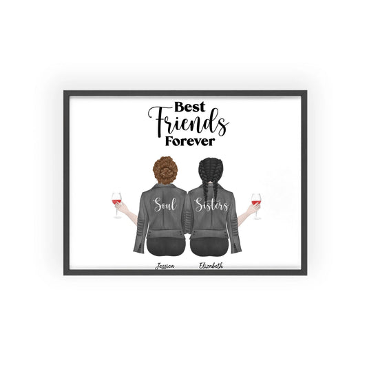 Beste Freunde für immer Poster mit Holzrahmen