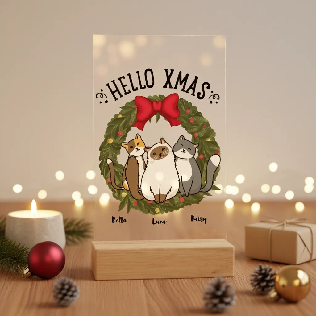 Hallo Xmas Weihnacht Acrylschild mit Holzständer