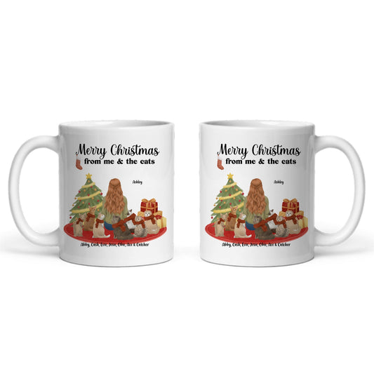 Frohe Weihnachten von mir und den Katzen Keramiktasse