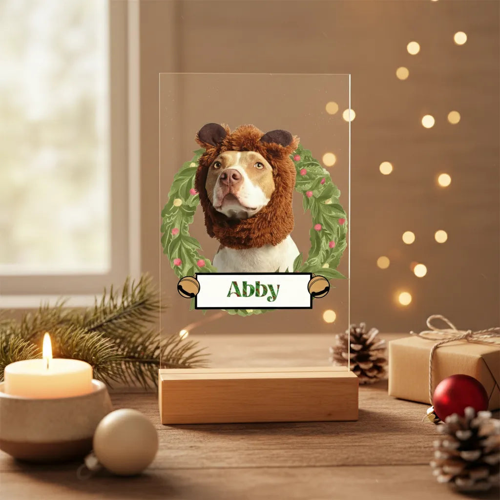 Weihnachten mit meinem Haustier Acrylschild mit Holzständer