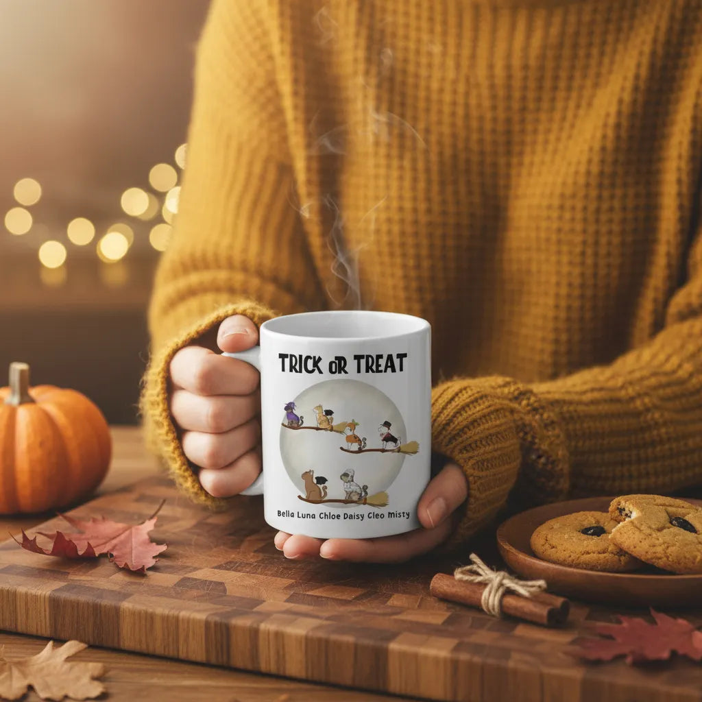 Süßes oder Saures Katzen Halloween Keramiktasse