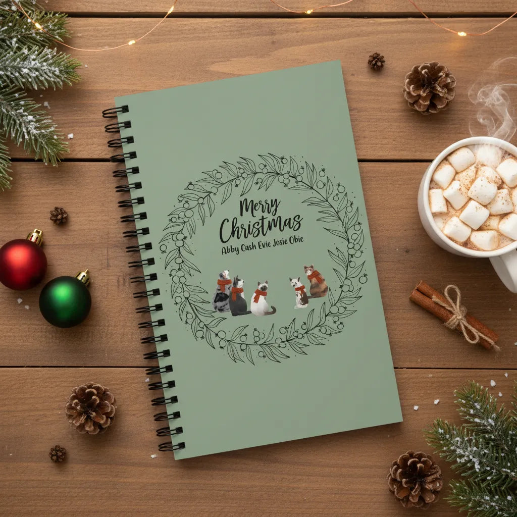 Frohe Haustier Weihnachten Spiralnotizbuch