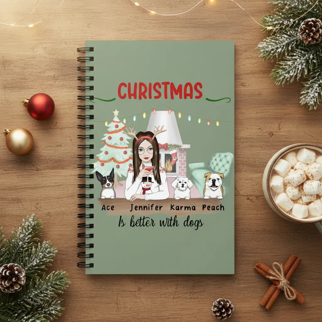 Weihnachten ist schöner mit Hunden Spiralnotizbuch