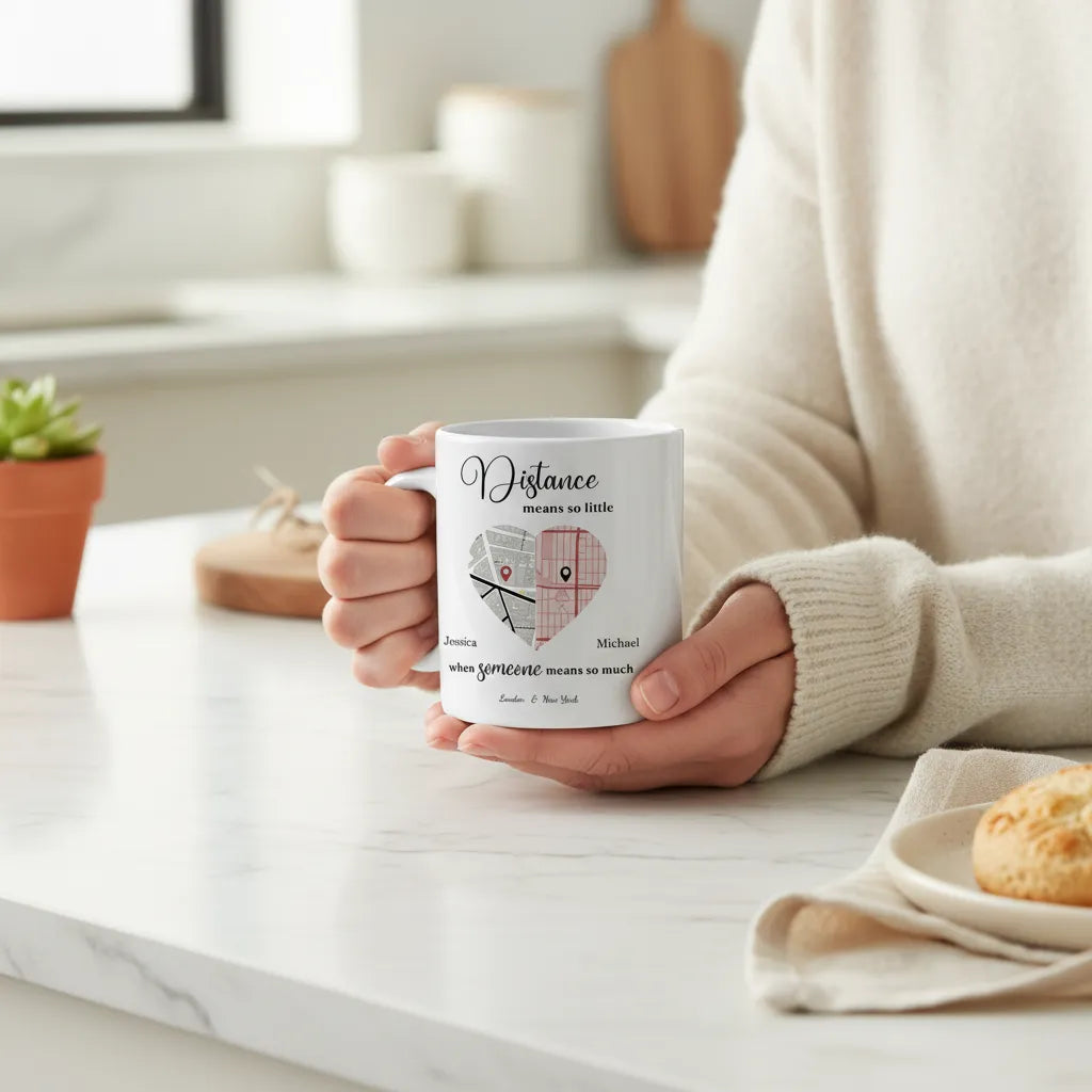 Distanz bedeutet so wenig Keramiktasse
