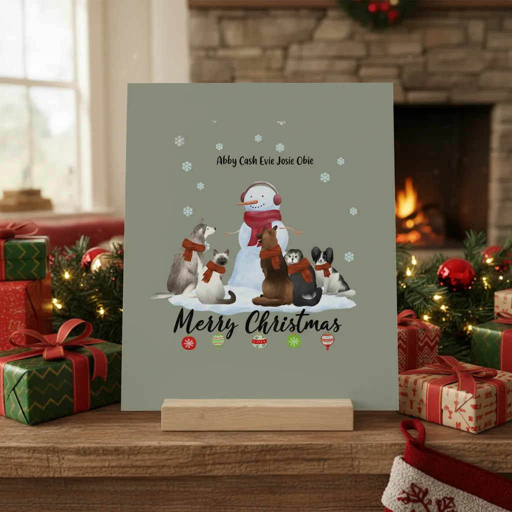 Frohe Haustier Weihnachten Galerietafel mit Ständer