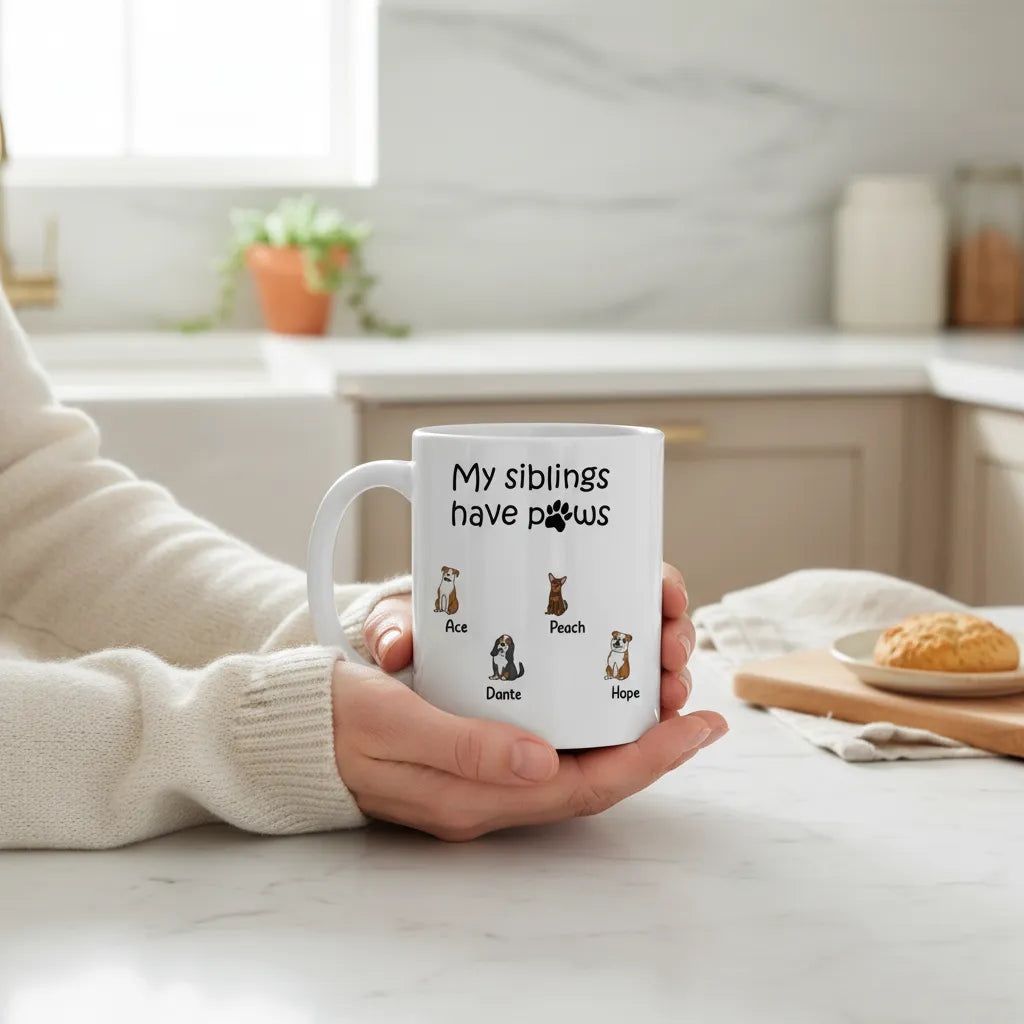 Meine Geschwister haben Pfoten Keramiktasse