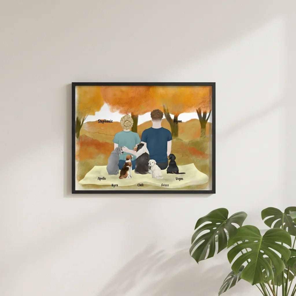 Du, ich und die Hunde Poster mit Holzrahmen