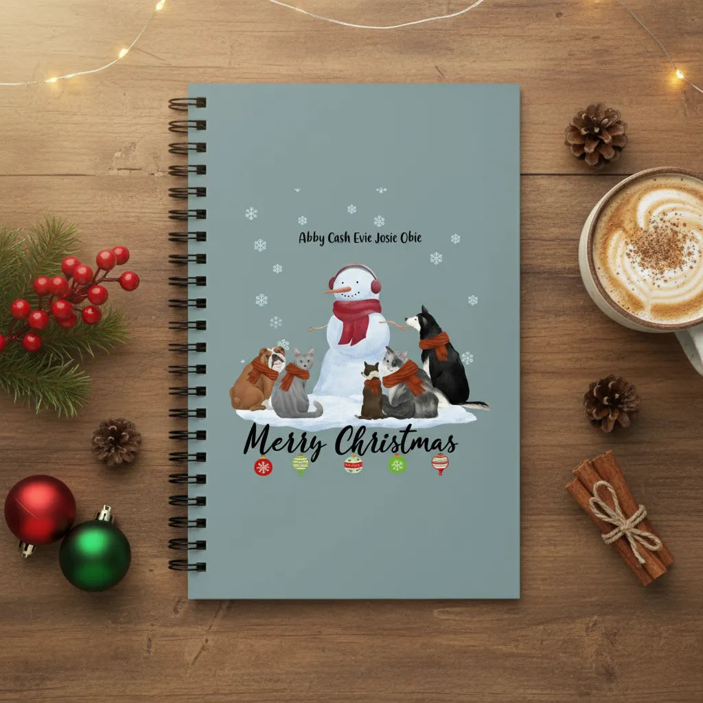 Frohe Haustier Weihnachten Spiralnotizbuch