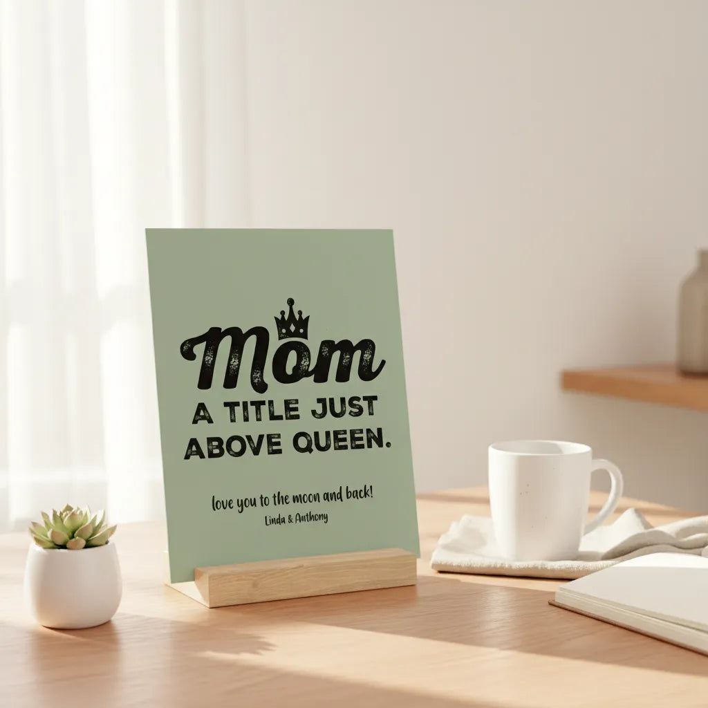 Mama, ein Titel über Königin Galerietafel mit Ständer