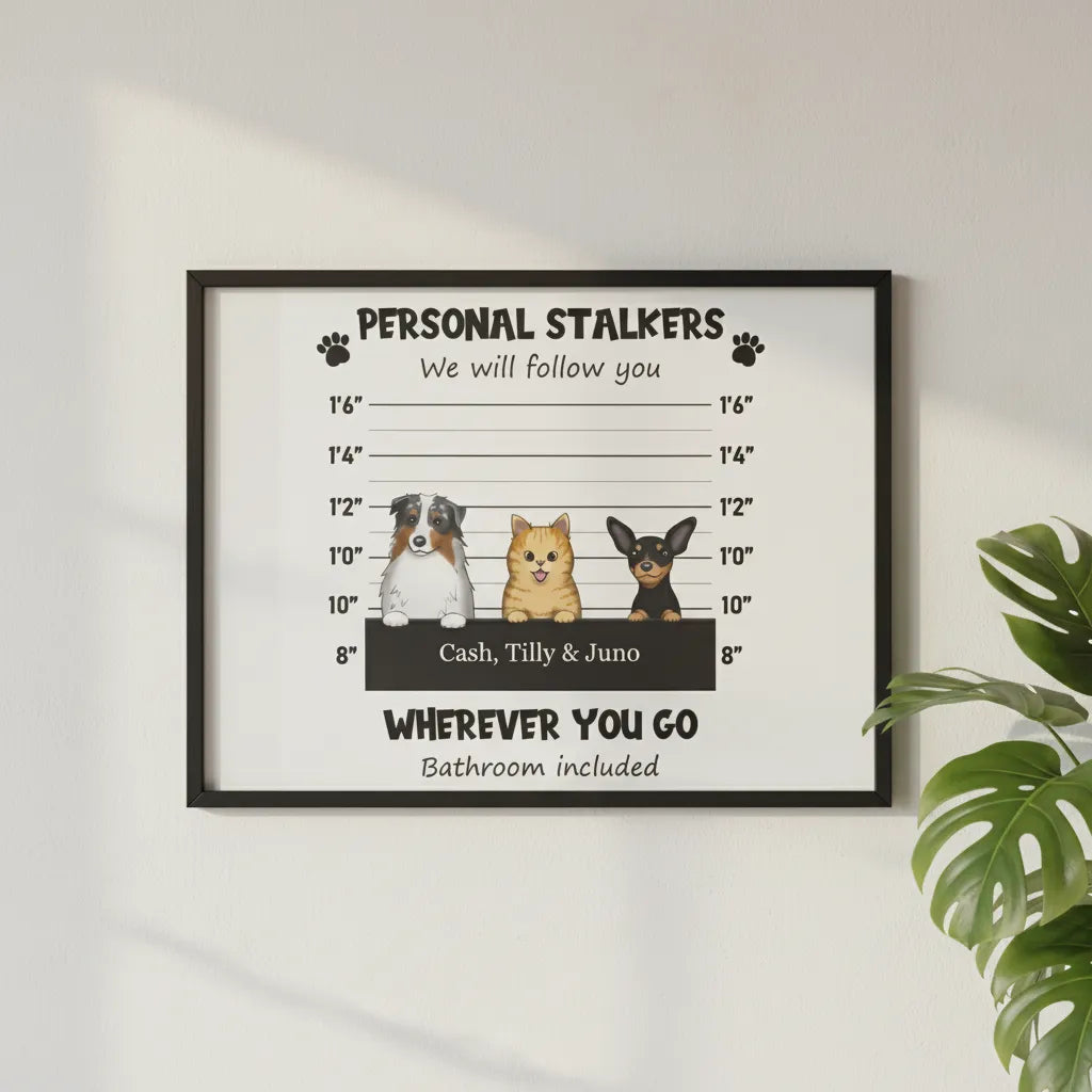 Persönlicher Stalker Poster mit Holzrahmen