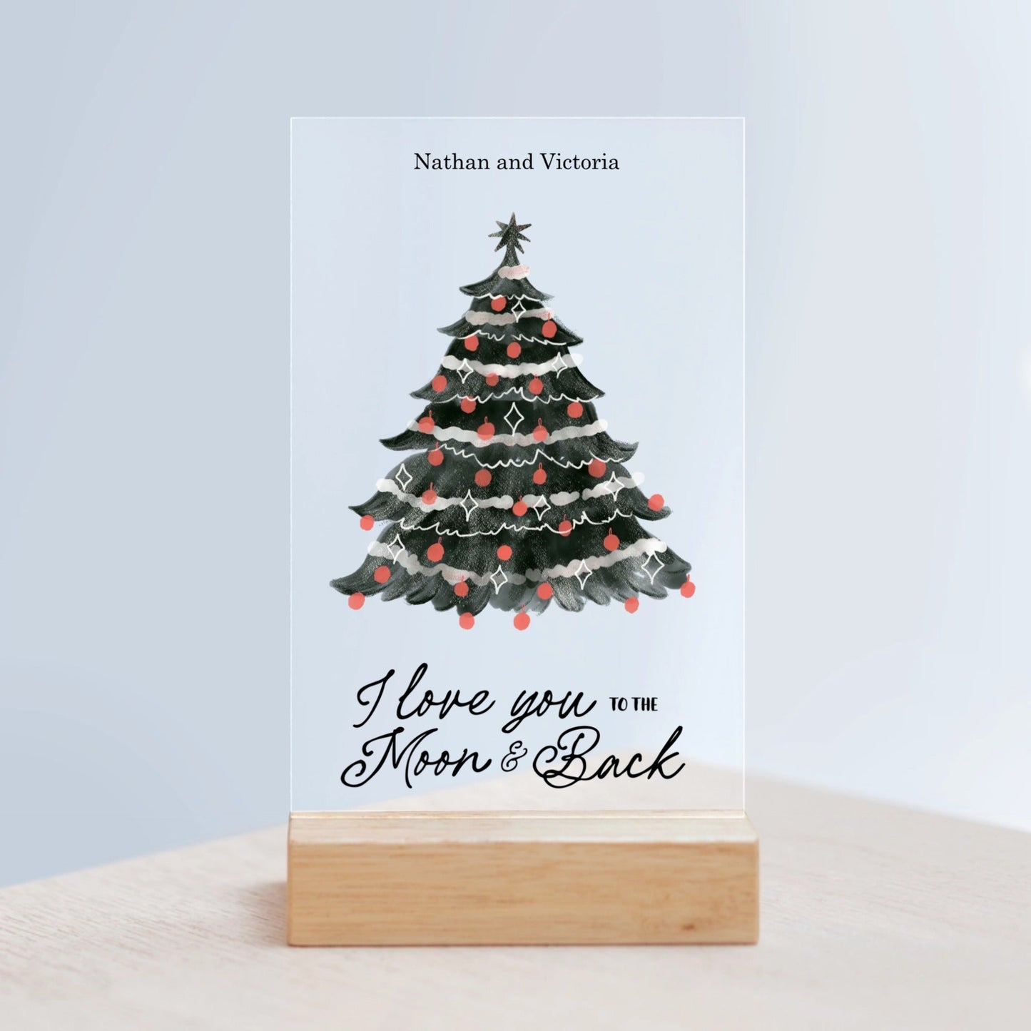 Frohe Weihnachten Acrylschild mit Holzständer